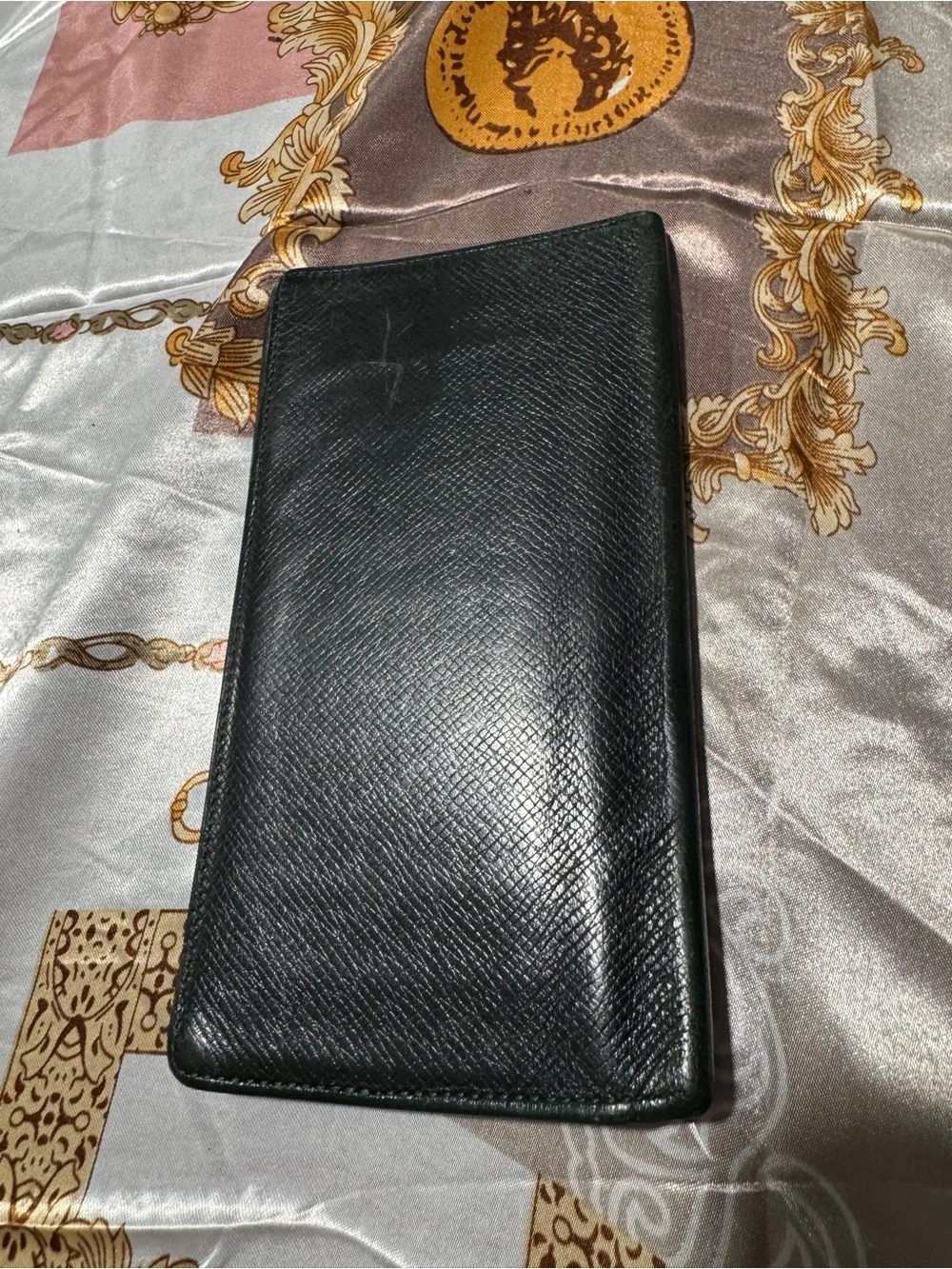 Louis Vuitton Green Taiga Leather Long Wallet with Embossed LV